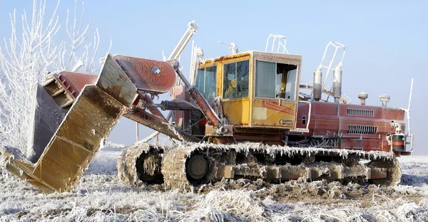 Frosted farming equipment — Stock Photo, Image