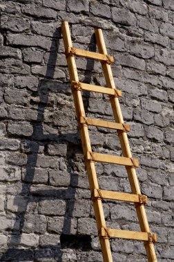 Ladder against a brick wall clipart