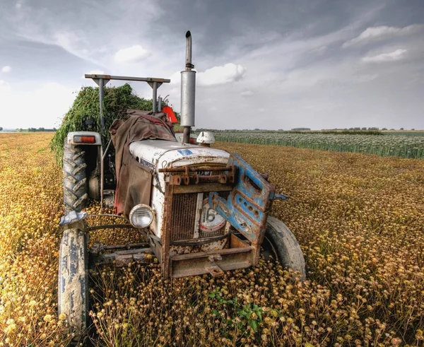 Hdr Bild eines Traktors auf Ackerland — Stockfoto