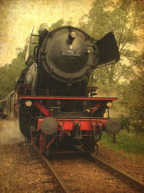 Grunge image of a old steamtrain clipart