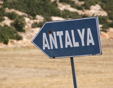 City entry sign of antalya in turkey