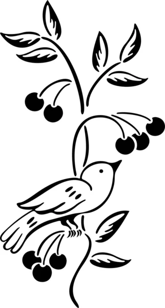 鳥が枝に座り — ストックベクタ