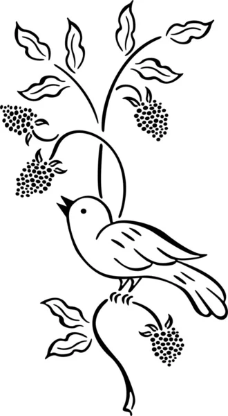 Bird Sitting On Branch — Stock Vector