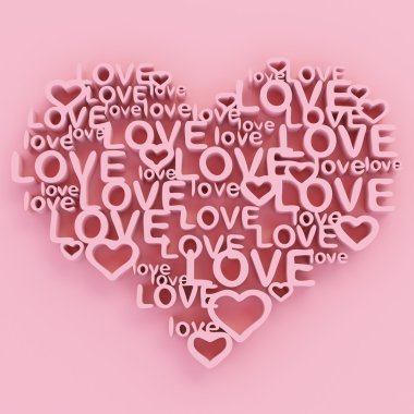 Heart and love 3d composition clipart