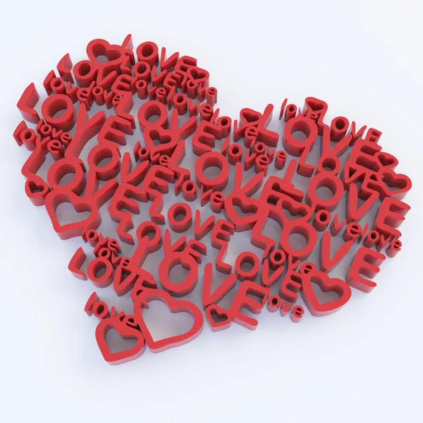 Hart en liefde 3D-samenstelling — Stockfoto