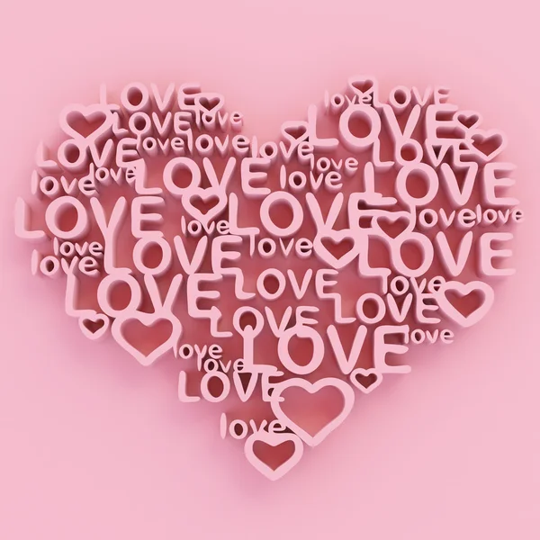 Coração e amor 3d composição — Fotografia de Stock