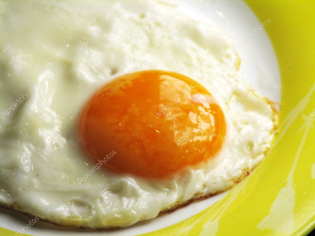 Fried eggs on plate, close-up