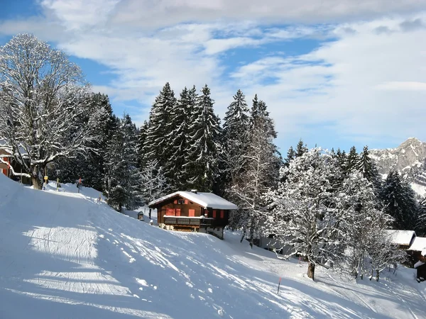 Malý prázdninový dům v Alpách — Stock fotografie