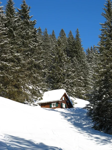 Mały domek w Alpach — Zdjęcie stockowe