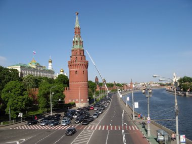 kremlin yakınlarında trafik sıkışıklığı