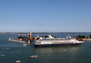 Cruise ship entering Venice haven clipart