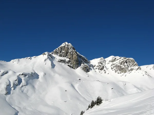 Lyžování ve švýcarských Alpách — Stock fotografie