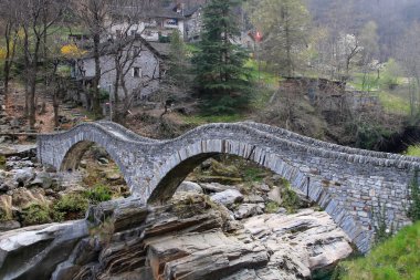 Ancient stone bridge in Verzasca valley clipart