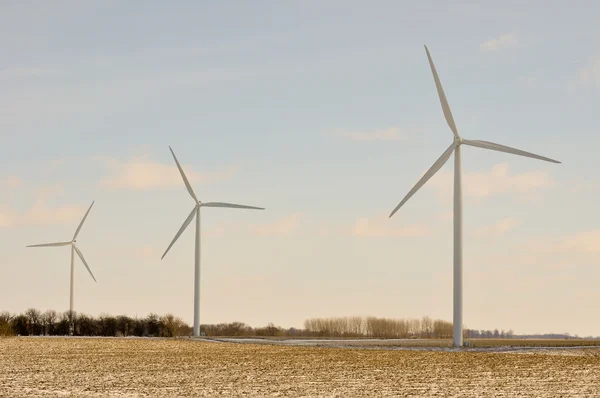 3 印第安纳州风力涡轮机转动 — 图库照片