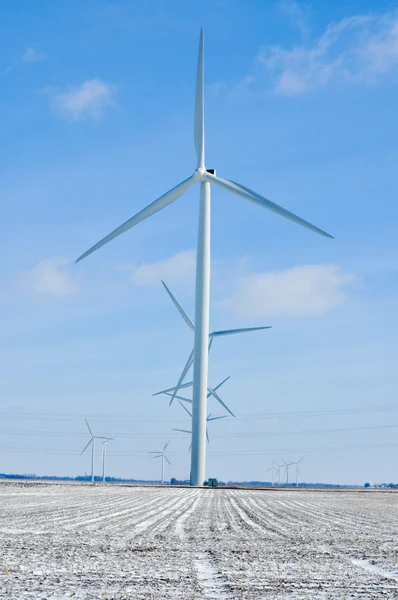 すべての行 2 でインディアナの風力タービン — ストック写真