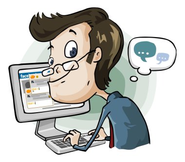 Wasting Time on Facebook and Chat clipart