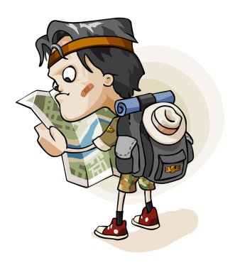 Adventurer lost in jungle clipart