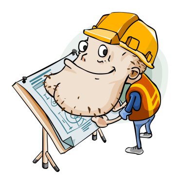 Engineer on Blueprint clipart