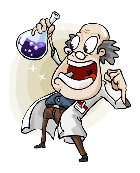 Scientist with Invention. — Stock Vector