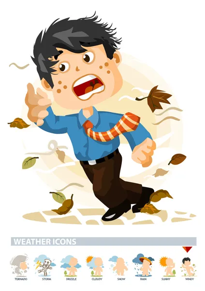Větrno, nebo podzim. ikony počasí — Stockový vektor
