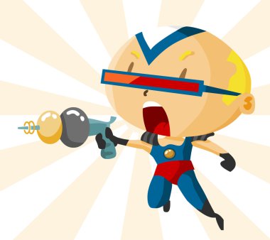 Kid with Superhero Custom clipart