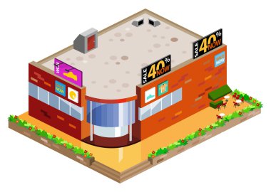 Graphic of isometric mall clipart