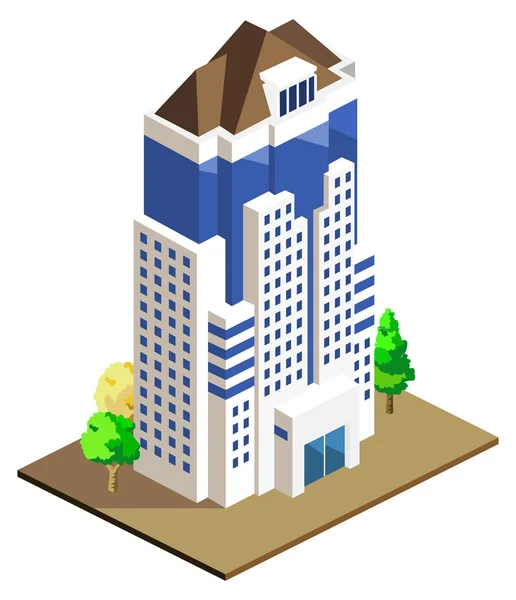 Edifício alto Isométrico — Vetor de Stock