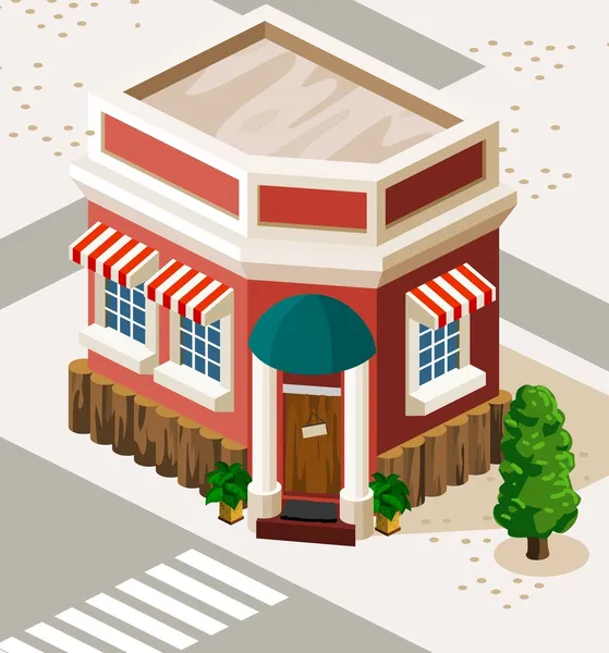 Restaurant and Shop Isometric — Stock Vector