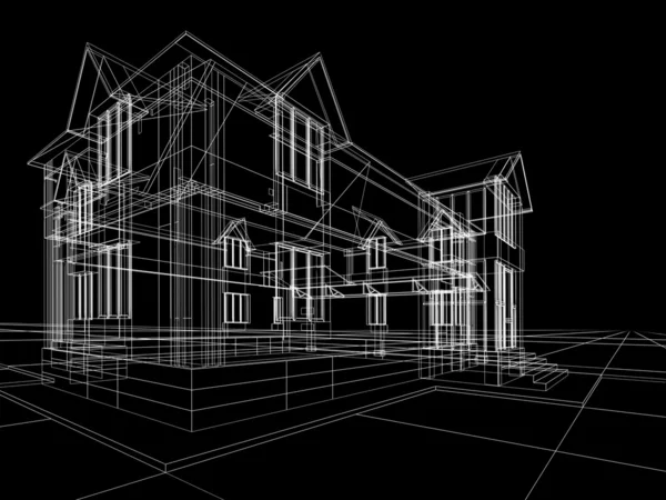 Wireframe di cottage — Foto Stock