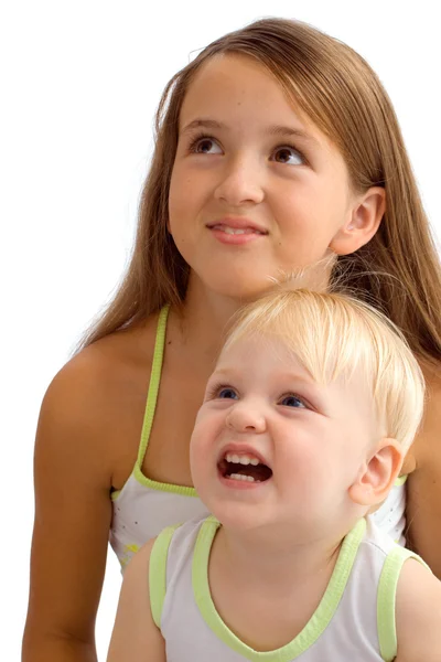 Portrait sister with brother — Stock Photo, Image