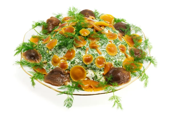 Salad with mushrooms — Stock Photo, Image
