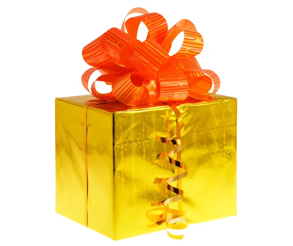 Caja regalo dorado — Foto de Stock