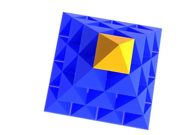 Blue pyramid with yellow top — Stock Photo, Image