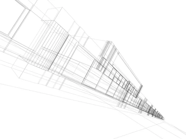 Wireframe of office building — Stock Photo, Image