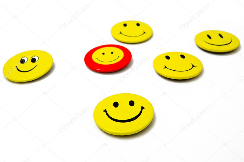 Smiley face stickers on white