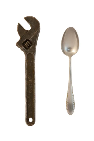 Wrench and spoon — Stock Photo, Image