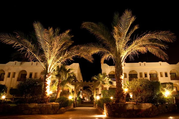 Egyptian night hotel at night — Stock Photo, Image