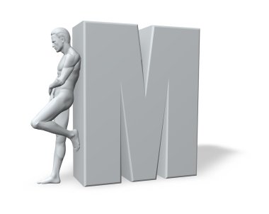 Man leans on M clipart