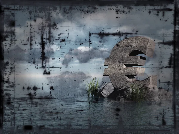 Grunge euro vid vatten — Stockfoto
