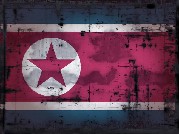 Flaga korea północna granica — Zdjęcie stockowe