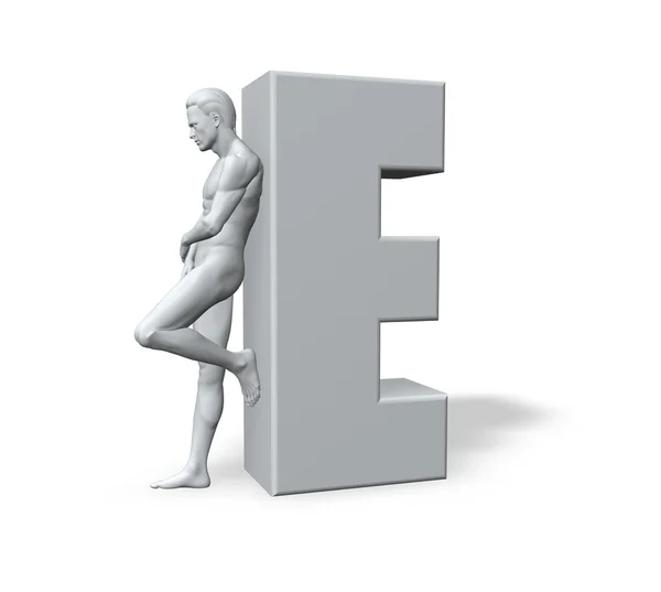 Człowiek pochyla się na e — Zdjęcie stockowe