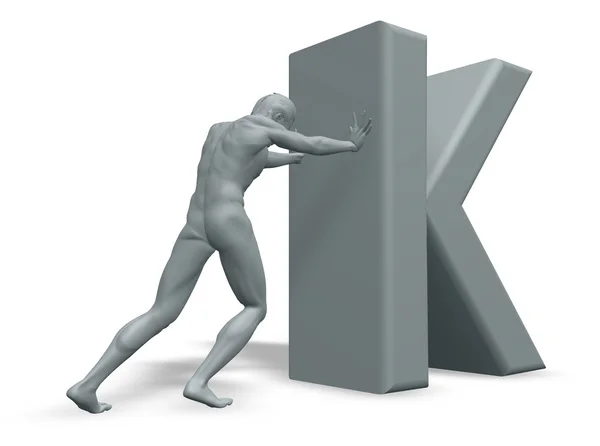Homem empurra K — Fotografia de Stock
