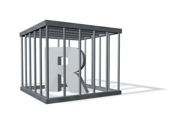 Grande R em uma jaula — Fotografia de Stock