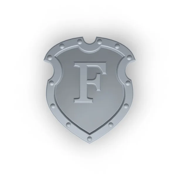 Escudo com letra F — Fotografia de Stock