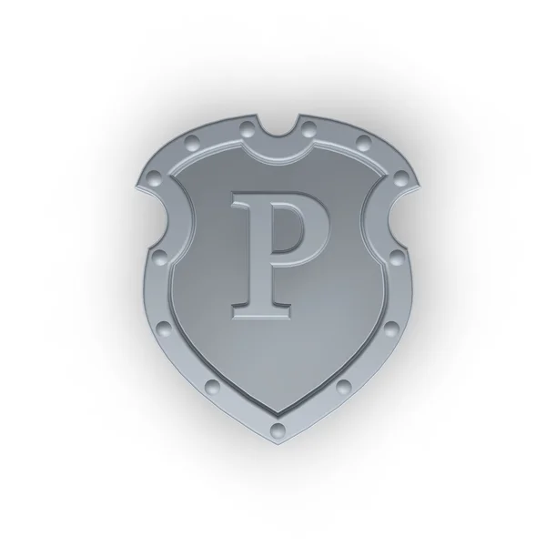 Escudo com letra P — Fotografia de Stock