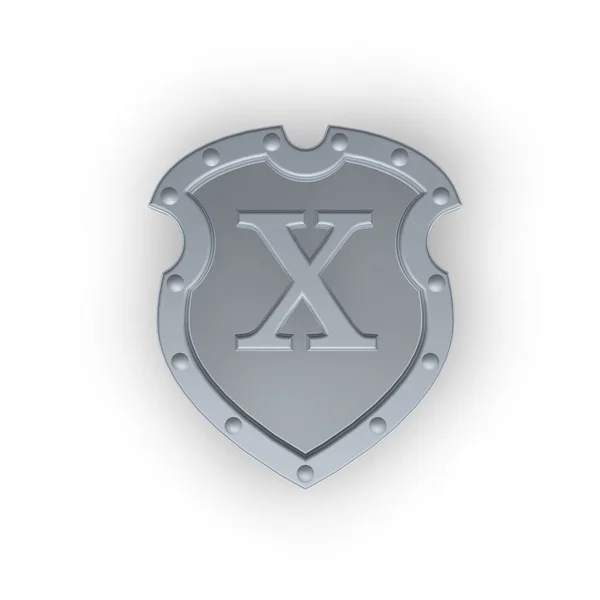 Shield with letter X — Stock Photo, Image