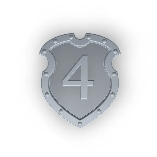 Shield with number 4 — Stock Photo, Image