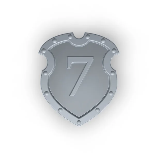 Number seven on metal shield — Stock Photo, Image