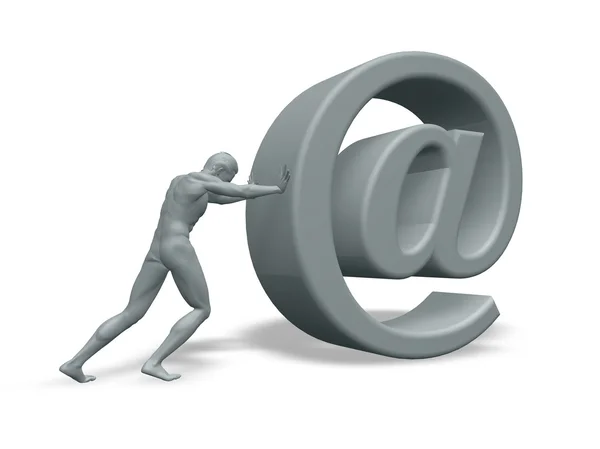 Man pushes email alias — Stock Photo, Image