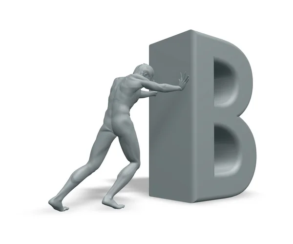 Man pushes letter B — Stock Photo, Image